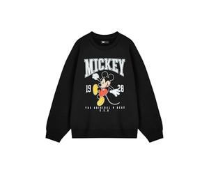 Disney Mickey Mouse Womens Black Sweatshirt | Original 1928 Graphic Crew Neck Long Sleeve | Casual Cartoon Apparel | Everyday Wear | USA Theme Iconic Design