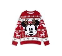 Disney Mickey Mouse Womens Red Long Sleeve Christmas Jumper | Crew Neck Sweater for Holiday Celebrations | Festive Outfit for Christmas Festivities Merch - XX-Large