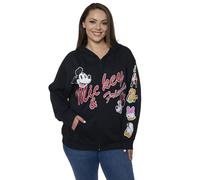 Disney Mickey Mouse Women's Zip Hoodie w/Pockets, Black Fleece Sweatshirt, Daisy, Goofy, Donald, Pluto, Regular & Plus Size, Black, Medium