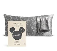 Disney Mickey Mouse x Kitsch Satin Pillowcase with Zipper - Softer Than Silk, Cooling Pillow Case for Hair & Skin, Wrinkle-Free, Machine Washable, King Size (19x36)