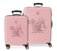 Disney Mickey Outline Set of Suitcases Pink 55/68 cm Rigid ABS Side Combination Lock 104L 6 kg 4 Wheels Double Hand Luggage