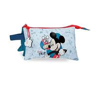 Disney Mickey Road Trip Triple Pencil Case Blue 22x12x5 cms Polyester