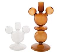Disney Set Of 2 Mickey Shaped Glass Taper Candle Holders, none