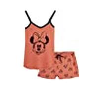 Disney Womens Short Pyjamas Set, Soft Breathable Lounge Wear - Womens Gifts (Mustard Mickey, M)