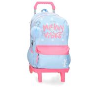 Disney Mickey Vibes Children's Backpack, School Backpack, Made of Polyester, Side Pockets, Wide Adjustable Straps, Top Handle for Hanging, Magic Fix System., blue, One Size, Backpack 44 + Trolley