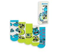Disney Monsters Inc Unisex Kids Calf Socks Set of 5 | Blue, Green & White Polkadot & Graphic Design | Everyday Wear Featuring Mike & Sully Merch - 12.5-3.5 UK Child