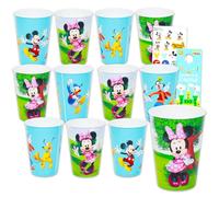 Disney Minnie and Minnie Reusable Tumbler Cup 12 Pack Party Favor Bundle with 15 Oz Cups Plus Stickers, More | MIckey and Minnie Mouse Water Tumblers Set