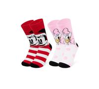 Disney Slippers Socks for Women & Teens UK Size 2.5-7.5, Pack of 2 Non Slip Fleece Winter Socks, Soft & Fluffy, Gifts for Her (Multi Mickey/Daisy)