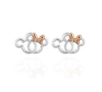 Disney Minnie Mickey Silhouette Two Tone Brass Stud Earrings