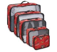 Disney Minnie Mickey Stitch Packing Cubes - Winnie the Pooh, Princess Cinderella, Cars, Toy Story 5 Piece Packing Cubes Compression - Travel Essential - Luggage Suitcase Organizer Set, Red Cars