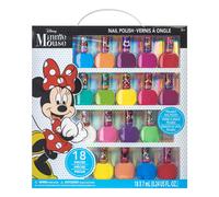 Disney Minnie Mouse 18 Piece Water-Based Nail Polish Set, Quick Dry and Peels-Off, Nail Paint Set for Girls, Perfect for Parties