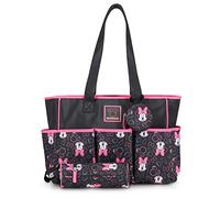 Disney Minnie Mouse 4-Piece Allover Print Diaper Bag Set - Black, one Size