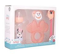 Disney Minnie Mouse 4-Piece Set for Kids, BPA Free, with Bottle, Pacifier, Pacifier Holder and Teeth Massager, Washable and Reusable