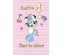 Disney Minnie Mouse 4th Birthday Greetings Card for Girls Unique Minnie Mouse Design for Young Girls Happy 4th Birthday Card for Niece/Granddaughter/Daughter/Sister Children/Kids Party Birthday Cards