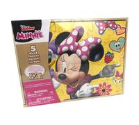 Disney Minnie Mouse 5 Wood Jigsaw Puzzles in Wood Storage Box