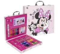 Disney Minnie Mouse 52-Piece Deluxe Colouring Case for Kids | Portable Art Kit with Markers, Crayons, Colour Pencils & More | Art Briefacase | Creative Drawing & Coloring Set | Gift for Girls