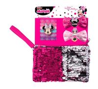 Disney Minnie Mouse 9 Piece Elastic Hair Clip Clutch Bag Set for Girls with Magic Sequins