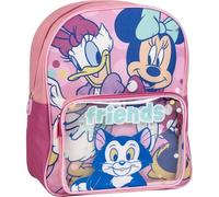 Disney Minnie Mouse and Daisy Duck Pink Kids Backpack with Clear Pocket | Large Minnie Mouse Backpack for Preschool and Primary School