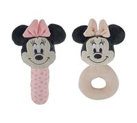 Disney Minnie Mouse Assorted Plush Lovie Rattle Set Pack of 2 - Soft and Cuddly Plush Material, Built-in Rattle for Sensory Stimulation,Vibrant Colors and Intricate Details
