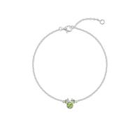 Disney Minnie Mouse August Birthstone Bracelet, 925 Sterling Silver, Peridot-Coloured Crystal Charm Bracelet, 6.75 Inch with 1 Inch Extender, Jewellery Gift for Her