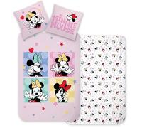 Disney Minnie Mouse Baby Bedding Set 100% Cotton | Duvet Cover 100x135 cm and Pillowcase 40x60 cm for Toddler Bed | Soft Natural Bed Linen for Girls & Toddlers