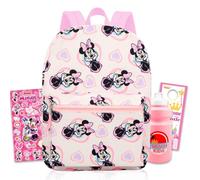 Disney Minnie Mouse Backpack for Girls - Bundle with 16 School Backpack Plus Water Bottle, Stickers, More | Minnie Mouse School Bag Set