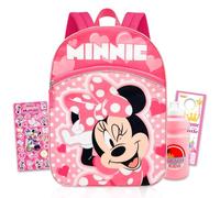 Disney Minnie Mouse Backpack for Kids - Bundle with 16 School Bag Plus Water Bottle, Stickers, More | Minnie Mouse School Backpack for Girls Set
