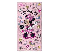 Disney Minnie Mouse Bath Beach Towel for Girls - 100% Cotton, 140cm x 70cm - Soft & Absorbent Pink Towel Featuring Minnie Mouse - Ideal for Swimming, Holidays & Bath Time