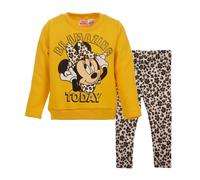 Disney Minnie Mouse Big Girls Pullover Fleece Sweatshirt and Leggings Outfit Set Yellow/White 14-16