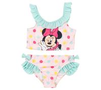 Disney Minnie Mouse Bikini with Ruffles for Girls - Children's Two Piece Swimsuit Pink/Turquoise