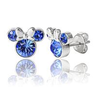 Disney Minnie Mouse Birthstone Jewelry, Silver Plated Crystal Stud Earrings for Women and Girls Mickey's 90th Birthday Anniversary (More Colors Available)