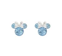 Disney Minnie Mouse Blue March Birthstone sterling silver Crystal Earrings E905162RMARL