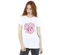 Disney Women's Minnie Mouse Bold Style Cotton Boyfriend T-Shirt in White | Size: Medium Disney White M
