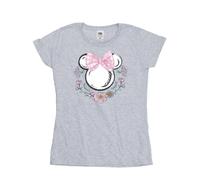 Disney Women's Minnie Mouse Bows & Flowers T-Shirt in Grey | Size: Medium Disney Grey M