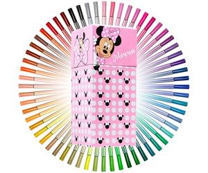 Disney Minnie Mouse Colouring Pens 60 Pack Felt Tip Pens for Kids Art Supplies Set Drawing Colouring Arts and Crafts School Party Gifts for Girls (Pink)