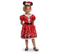 Disney Minnie Mouse Costume for Toddlers, Official Licensed Product by Disguise, Christmas Themed Minnie Mouse Dress, Includes Christmas Minnie Ears Headband, 3-4 years