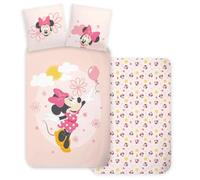 Disney Minnie Mouse Cot Bedding Set for Kids - 100% Cotton Duvet Cover 100x140 cm and Pillowcase 40x45 cm for Toddler Bed | Soft Natural Fabric | Cartoon Bed Linen for Girls and Toddlers