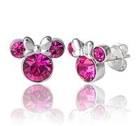 Disney Minnie Mouse Crystal Birthstone Stud Earrings, Silver Plated, Gold Plated
