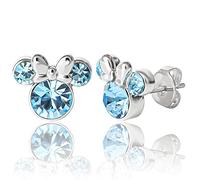 Disney Minnie Mouse Crystal Birthstone Stud Earrings, Silver Plated, Gold Plated