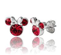Disney Minnie Mouse Crystal Birthstone Stud Earrings, Silver Plated, Gold Plated
