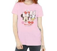 Disney Minnie Mouse & Daisy Cherry Cotton Boyfriend T-Shirt In Baby Pink Baby Pink