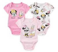 Disney Minnie Mouse Daisy Duck Baby Girls' 3 Pack Bodysuits, Pink/Beige, 3-6 Months