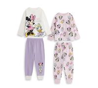 Disney Minnie Mouse & Daisy Duck Girls Pink & Purple Multi-Pack of 2 Long Sleeve Long Leg Pyjama Set | Friendship Theme Nightwear | Kids Cartoon Sleepwear Merch
