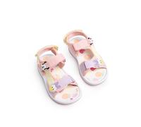 Disney Minnie Mouse & Daisy Girls Pink Sandals | Multicoloured Hook & Loop Straps with Character Appliques | Polka Dot Footbed & Padded Ankle Collar Merch - 8 UK Child