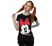 Disney Minnie Mouse Distressed Face Cotton T-Shirt In Black Black XS
