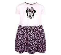 Disney Minnie Mouse - Dress with Minnie Mouse Pattern - 100% Cotton - Summer Dresses for Girls - Minnie Mouse Dress Pink - Minnie Mouse Clothes Child Costume - Pink Leopard - Age: 3-4 Years