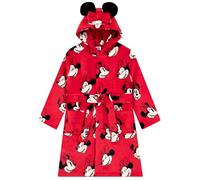 Disney Minnie Mouse Dressing Gown, Fleece Girls Dressing Gown With 3D Minnie Mouse Ears, Kids Bathrobe, Red 3-4 Years