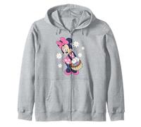 Disney Minnie Mouse Easter Basket Cute Floral Big Chest Logo Zip Hoodie