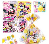 Disney Minnie Mouse Easter Gift Bag Coloring Set - Bundle with 4 Coloring Activity Books, Easter Egg Print Cellophane Bag, Twist Tie, Stickers | Minni