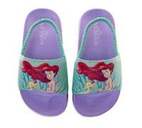 Disney Minnie Mouse, Encanto, Mickey, Lightning McQueen, Slides Beach Backstrap Slip-on Sandal (Toddler/Little Kid), Aqua Purple, 11-12 Little Kid